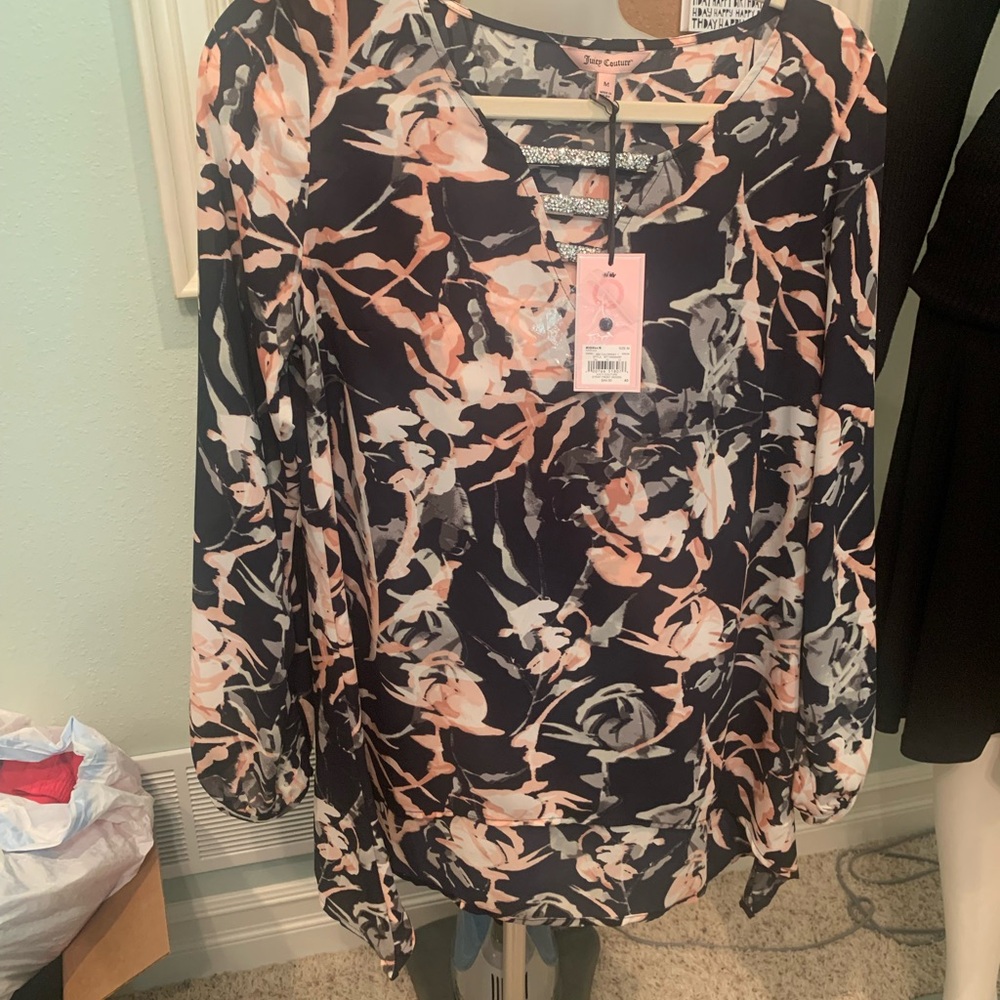 Juicy Couture Blouse With Sparkly Accents. New. Size Med